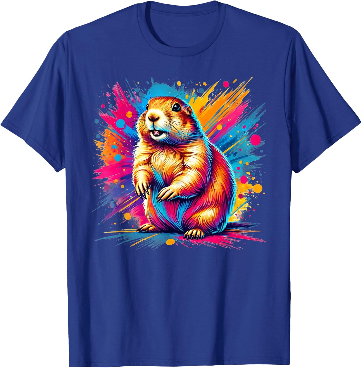 Cool Prairie Dog On Colorful Painted Prairie Dog Men Women Kids T-Shirt - T-Shirt | Royal