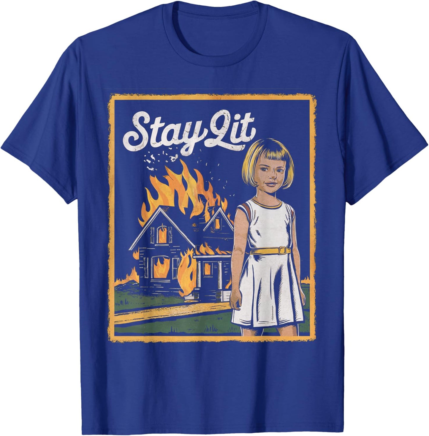 Vintage Horror Movie Lover Retro Halloween Shirt Stay Lit T-Shirt - T-Shirt | Royal