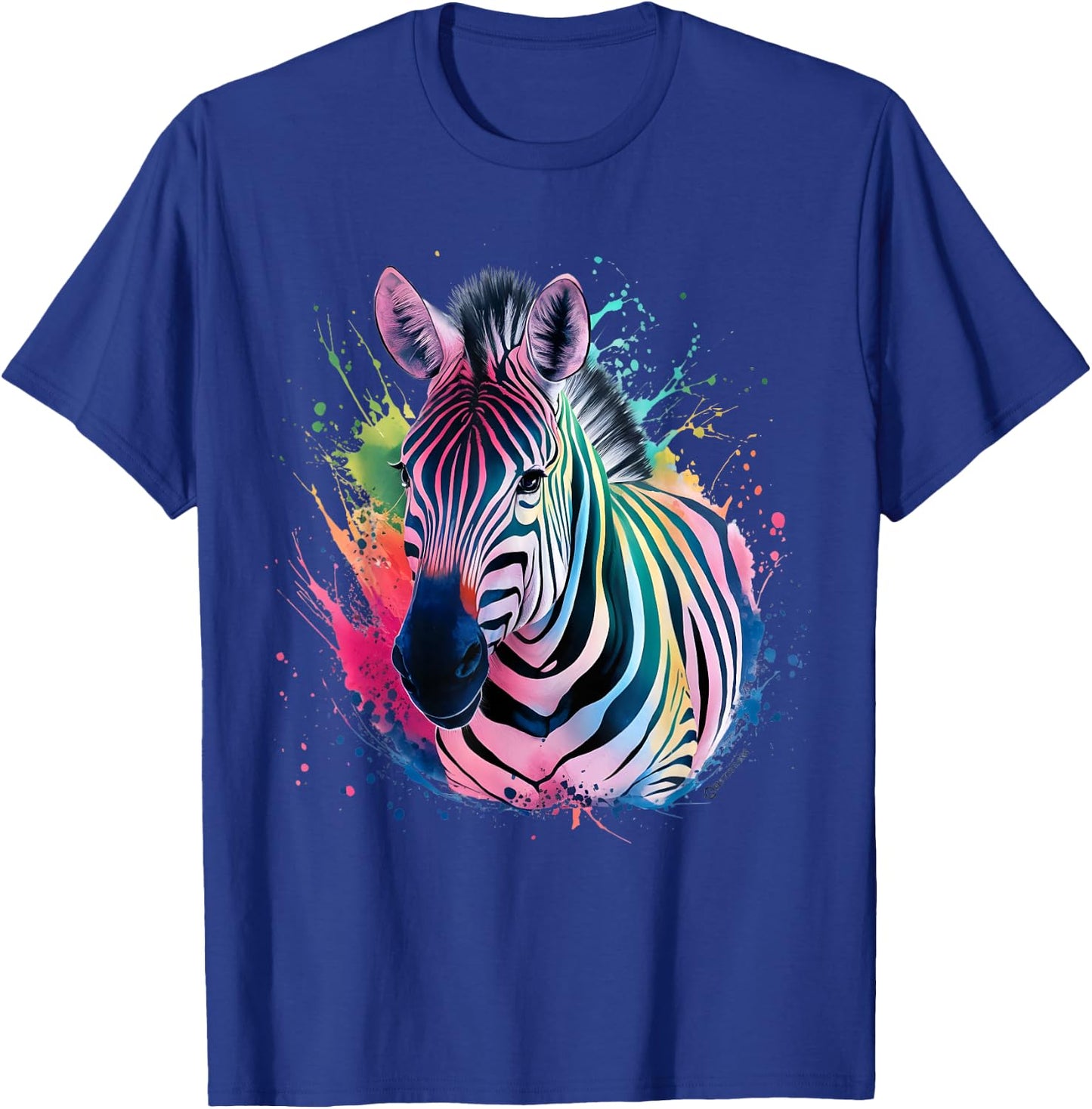 Zebra Men Woman Colorful Watercolor Zebra T-Shirt - T-Shirt | Royal