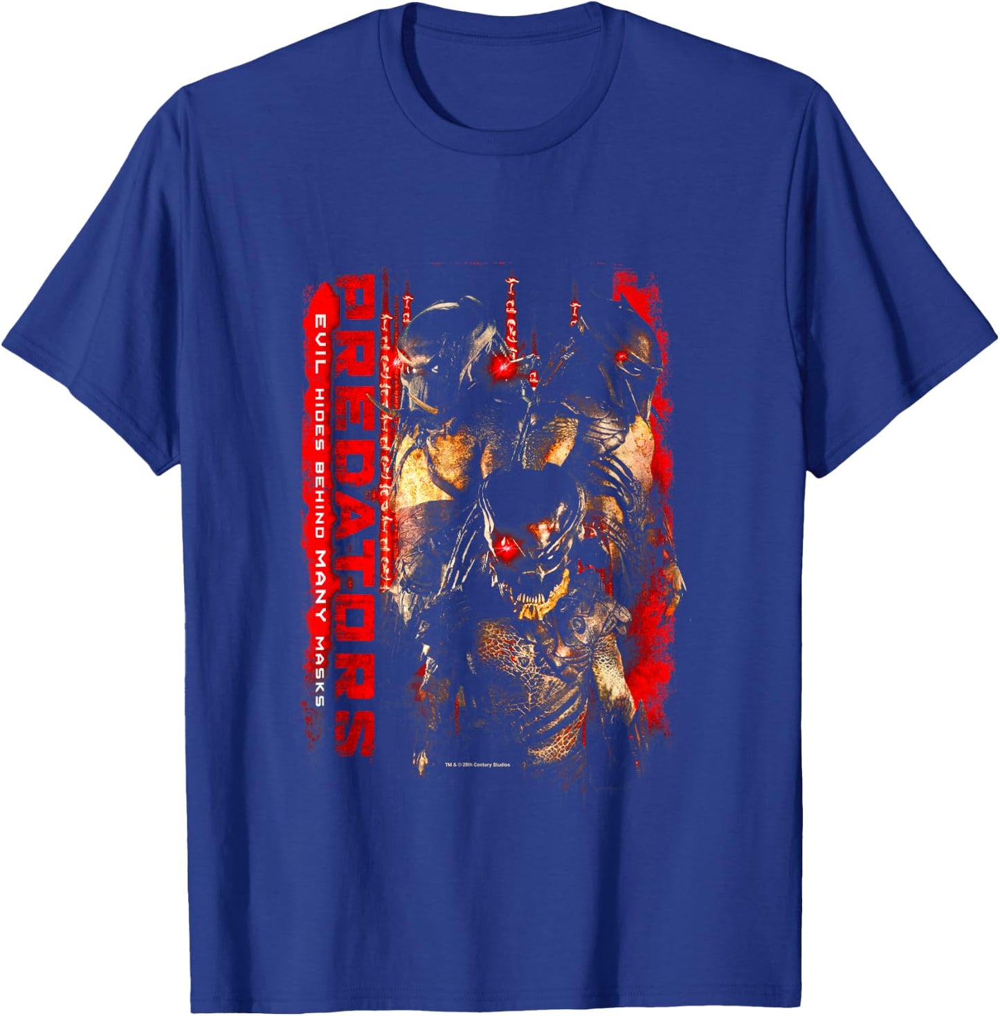 Aliens Iconic Predators Evil Hides Behind Many Mask Poster T-Shirt - T-Shirt | Royal
