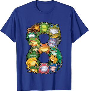 Toddler Frog Themed 8th Birthday 8 Year Old Kids Frog Lover T-Shirt - T-Shirt | Royal