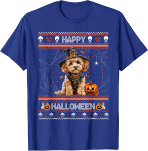 Happy Halloween Ugly Poodle Howl-o-ween Pumpkin Dog lover T-Shirt - T-Shirt | Royal