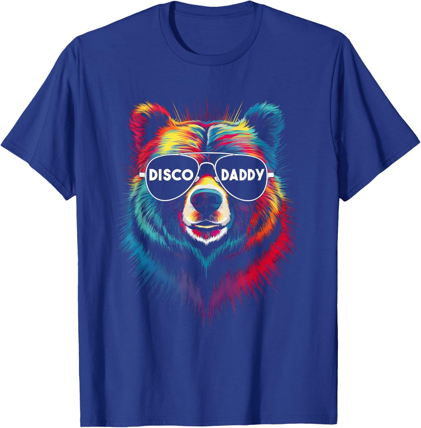 Disco Daddy Fun Disco Bear Graphic for Music Lovers T-Shirt - T-Shirt | Royal