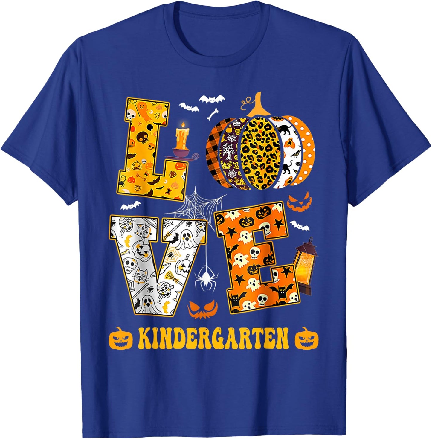 LOVE Kindergarten Pumpkin Teacher Student Halloween Costume T-Shirt - T-Shirt | Royal