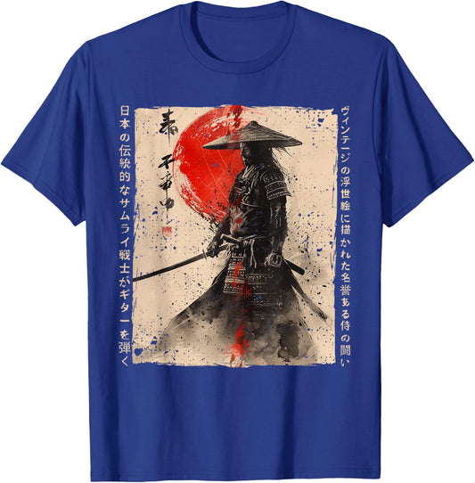 Japan Samurai Warrior Fighter Ukiyo Ink Artwork Samurai T-Shirt - T-Shirt | Royal