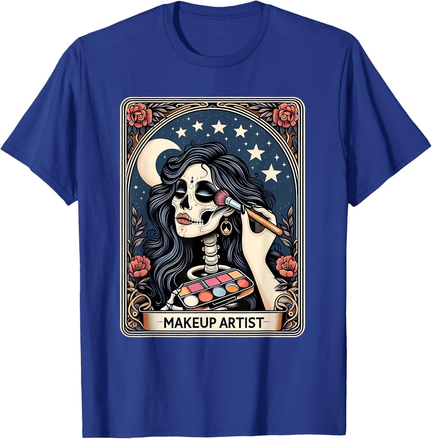 Makeup Artist Tarot Card Gothic Skeleton Moon Women T-Shirt - T-Shirt | Royal