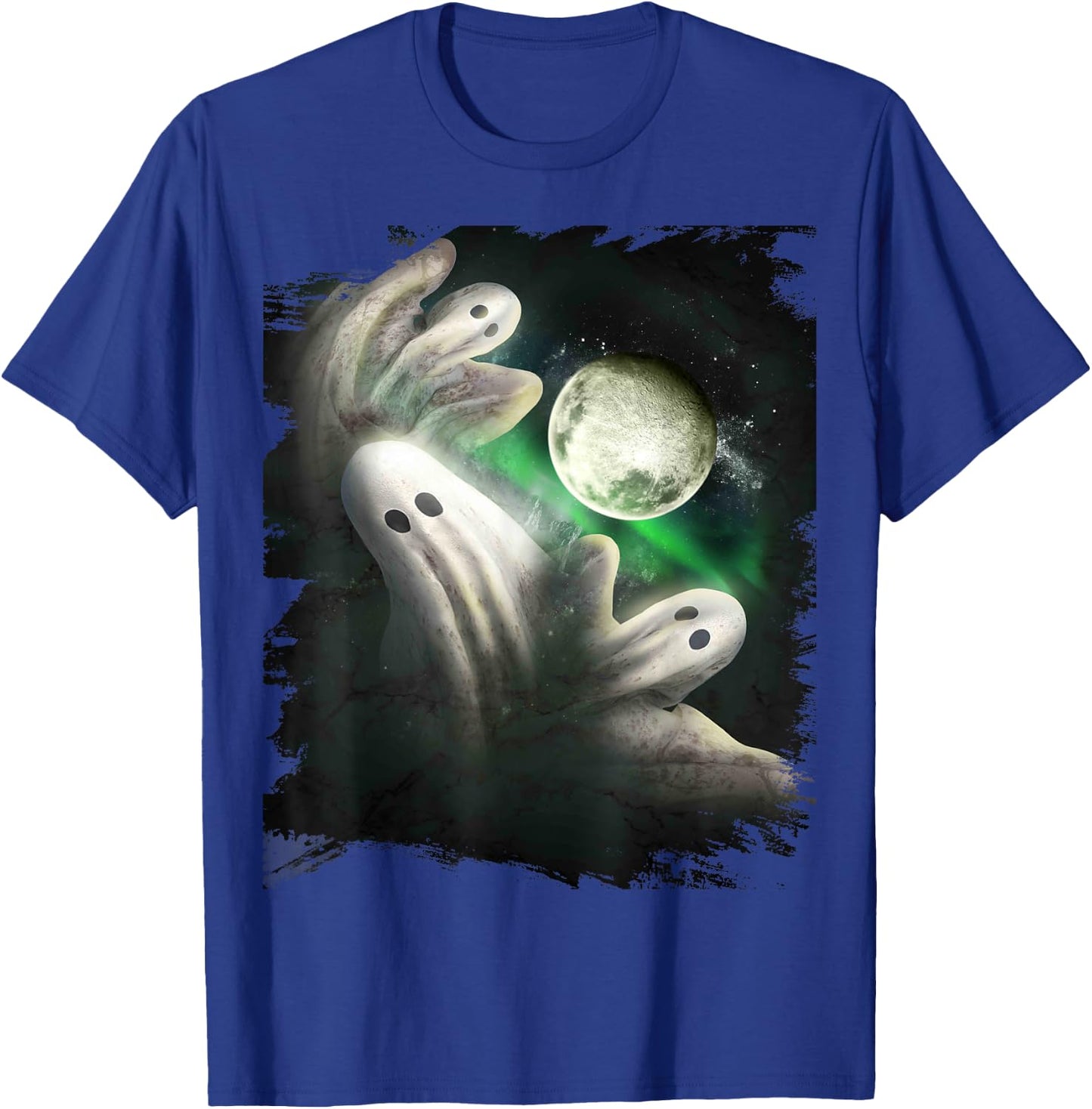 3 Three Ghost Moon, Wolf Ghosts Howling, Funny Halloween T-Shirt - T-Shirt | Royal