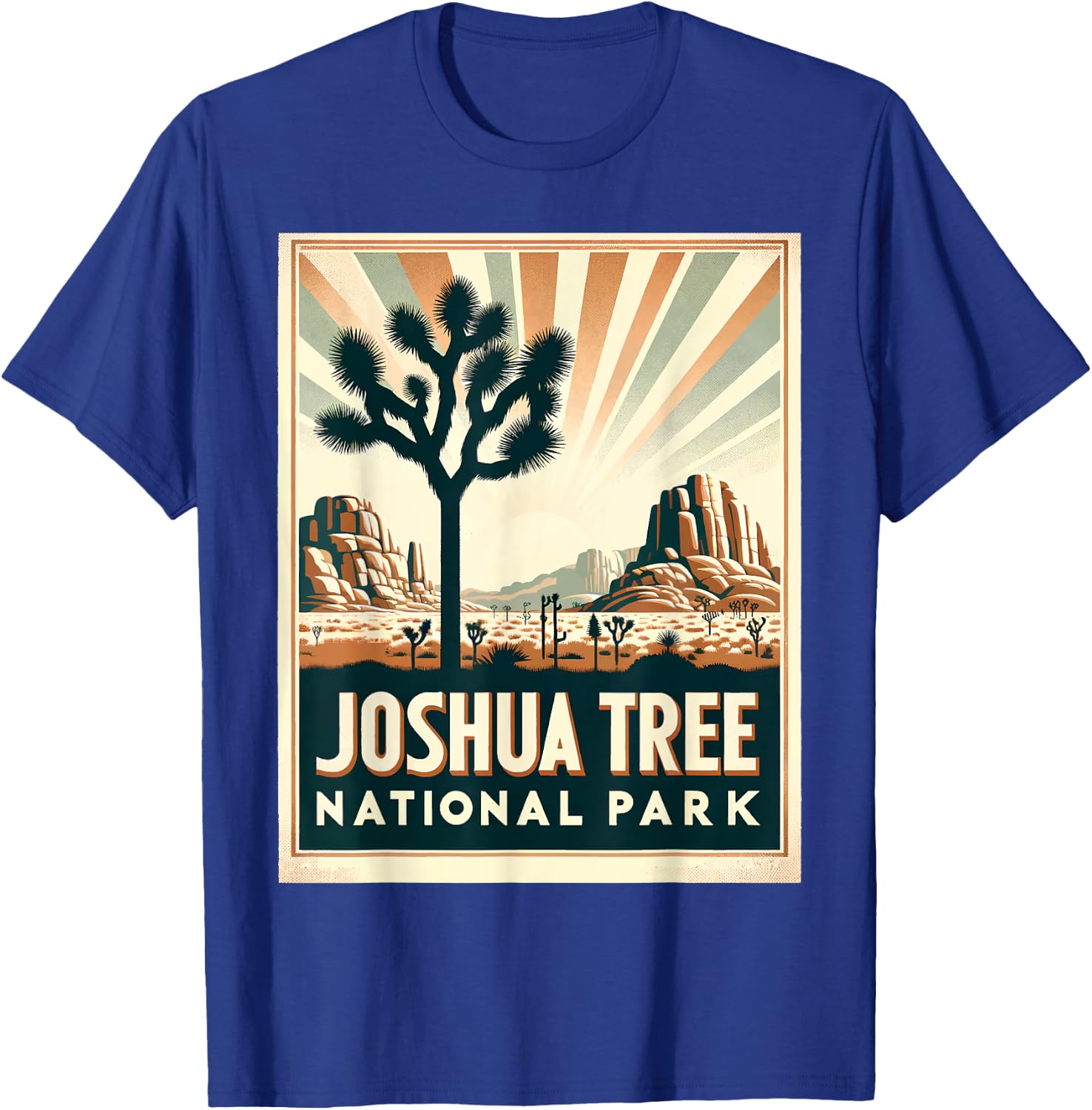 Joshua Tree National Park Vintage Hiking Camping Outdoor T-Shirt - T-Shirt | Royal