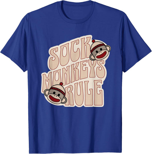 Sock Monkeys Rule Groovy Logo Vintage Sock Monkeys T-Shirt - T-Shirt | Royal