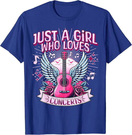Just A Girl Who Loves Concerts Cute Rock Concert Fans T-Shirt - T-Shirt | Royal