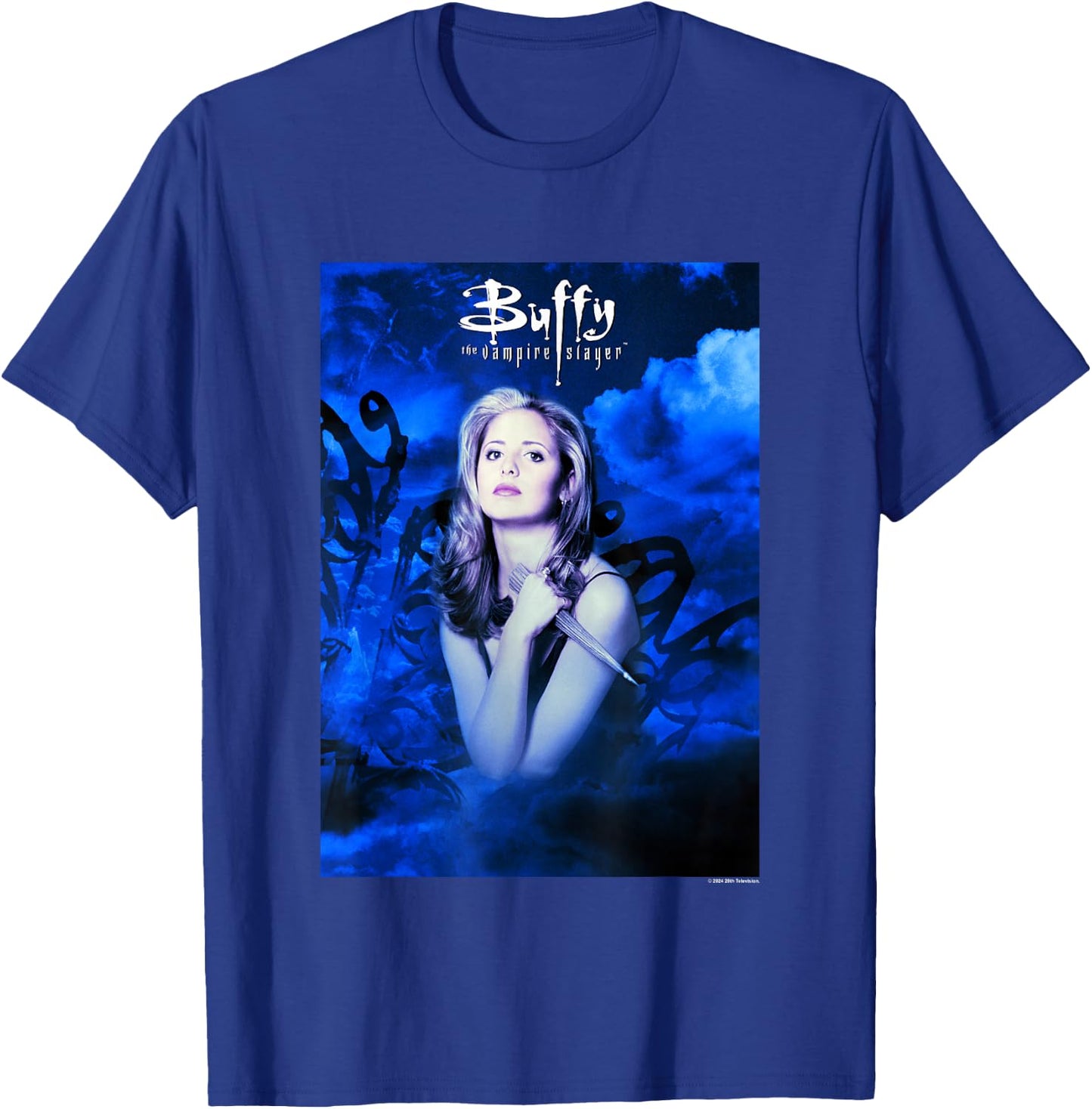 Buffy The Vampire Slayer Vintage Blue Buffy Summers Portrait T-Shirt - T-Shirt | Royal