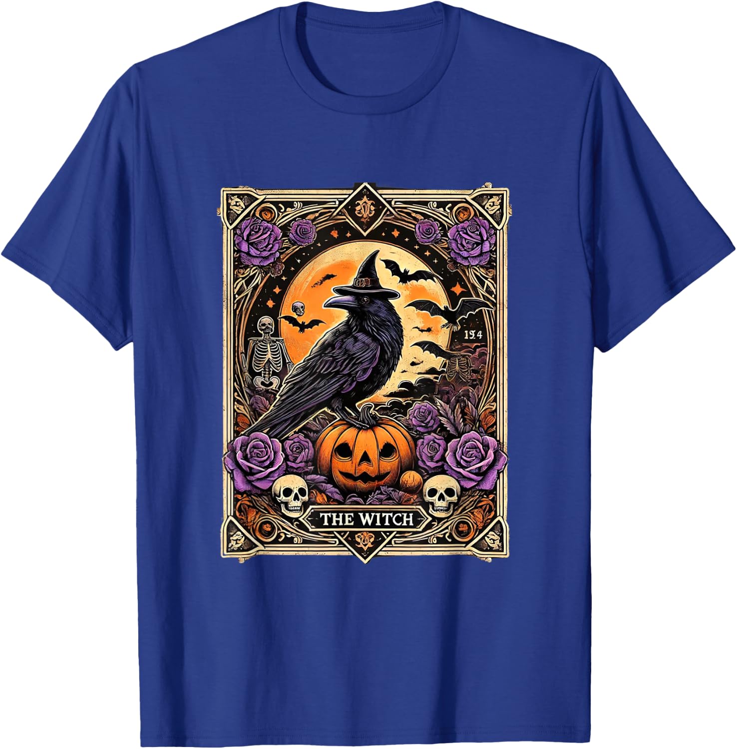 Vintage Gothic The Witch Black raven Tarot Card Halloween T-Shirt - T-Shirt | Royal