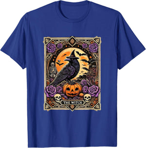 Vintage Gothic The Witch Black raven Tarot Card Halloween T-Shirt - T-Shirt | Royal