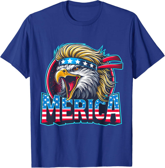 4th of July Patriotic Funny Eagle July 4th USA Merica Kids Men T-Shirt - T-Shirt | Royal