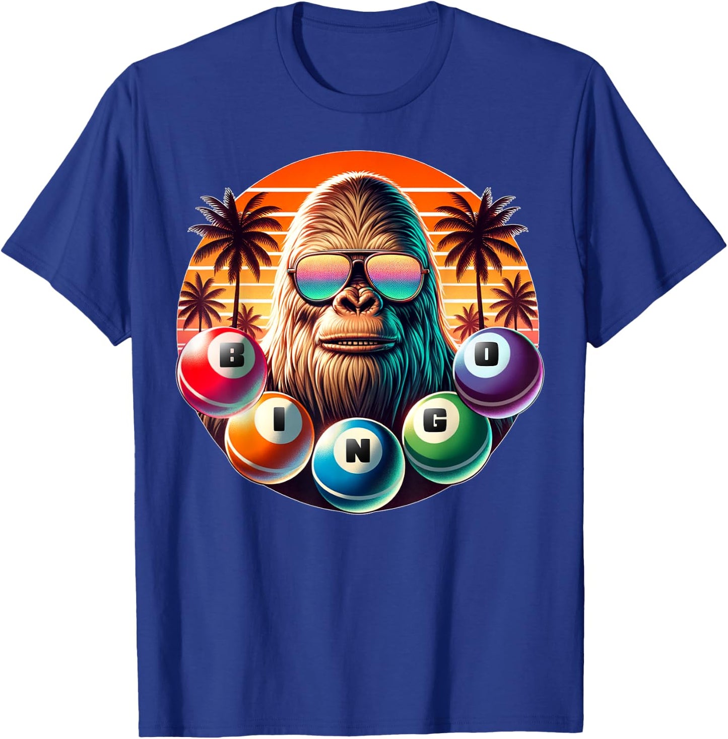 Funny Bingo Shirts Bingo Player Caller Bigfoot T-Shirt - T-Shirt | Royal