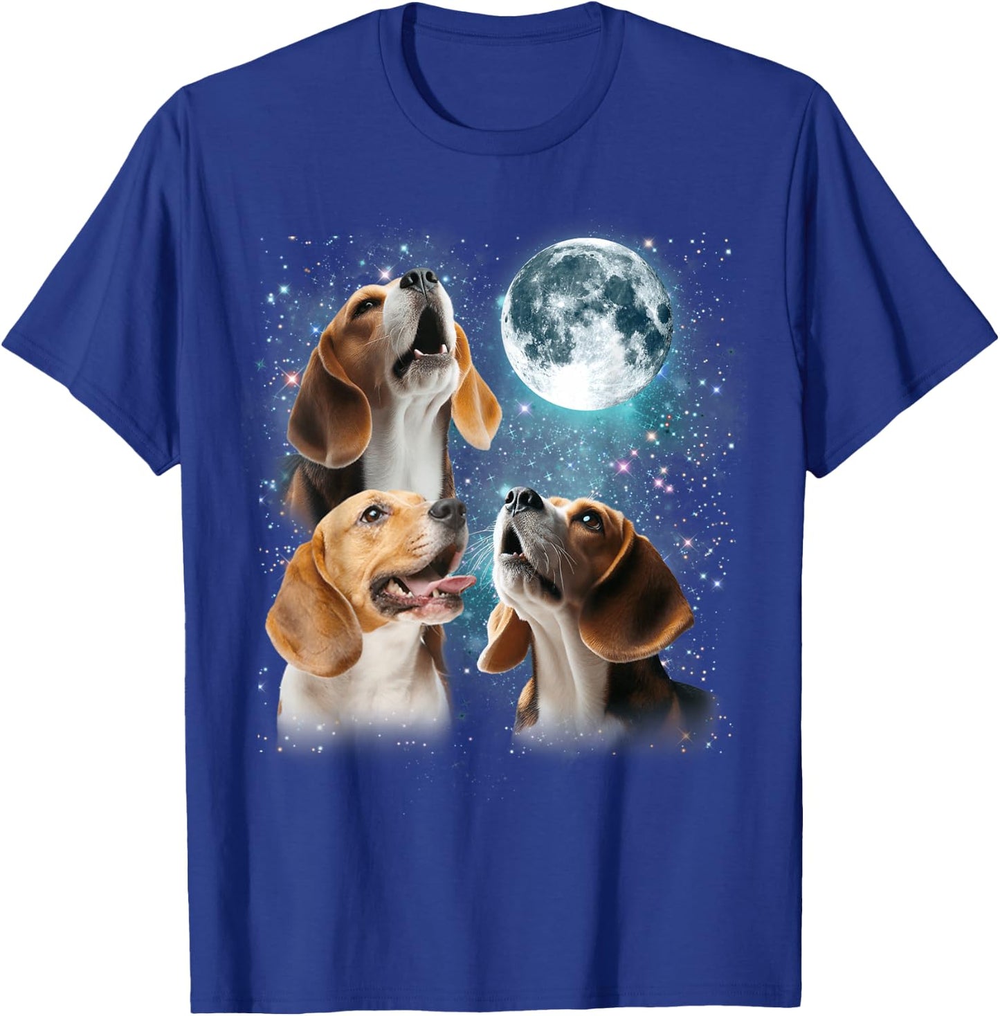3 Beagle Moon Howling Beagle Head Funny Gifts Women T-Shirt - T-Shirt | Royal