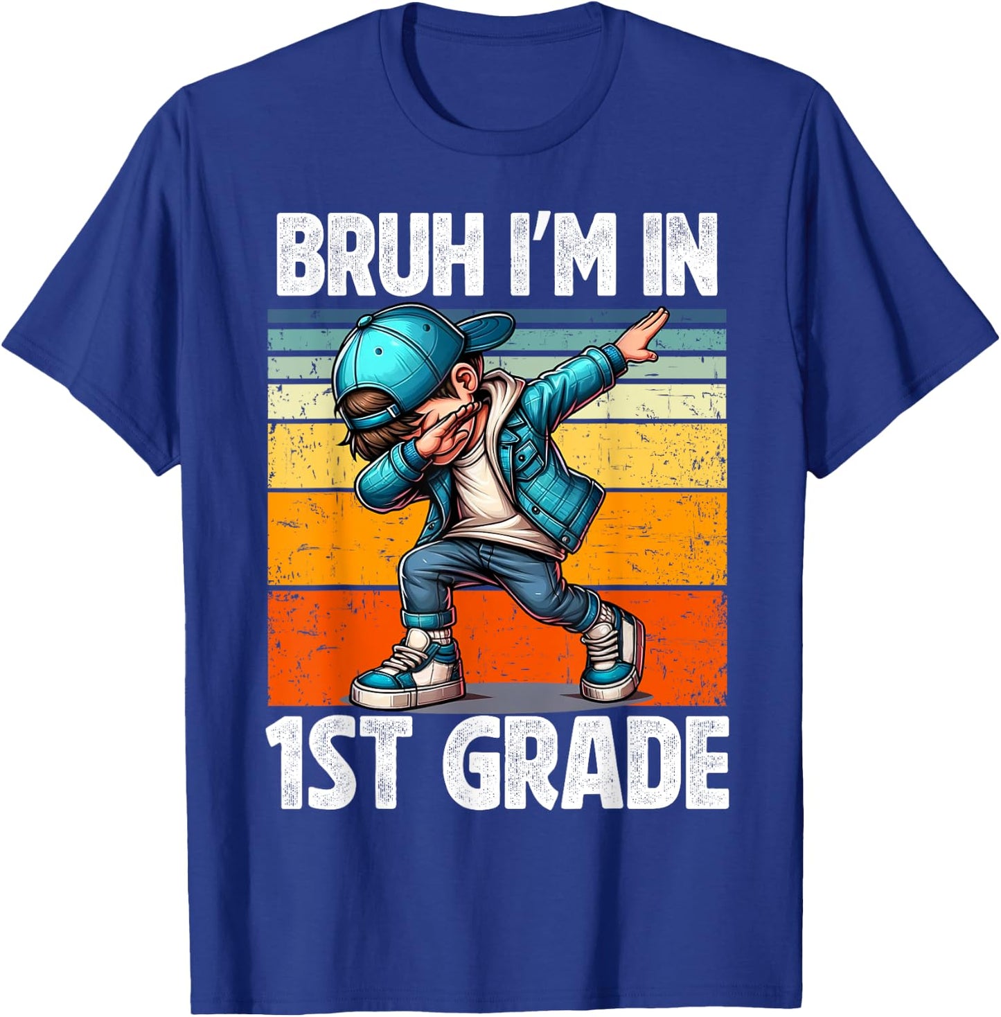 Bruh I'm in 1st Grade Student First Grade Dabbing Boy T-Shirt - T-Shirt | Royal