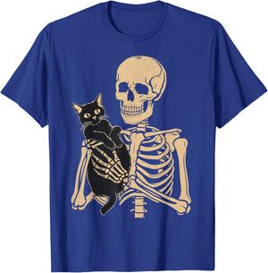 Black Cat Apparel Halloween Graphic -Adults Cat Mom Cat Dad Black Small T-Shirt - T-Shirt | Royal