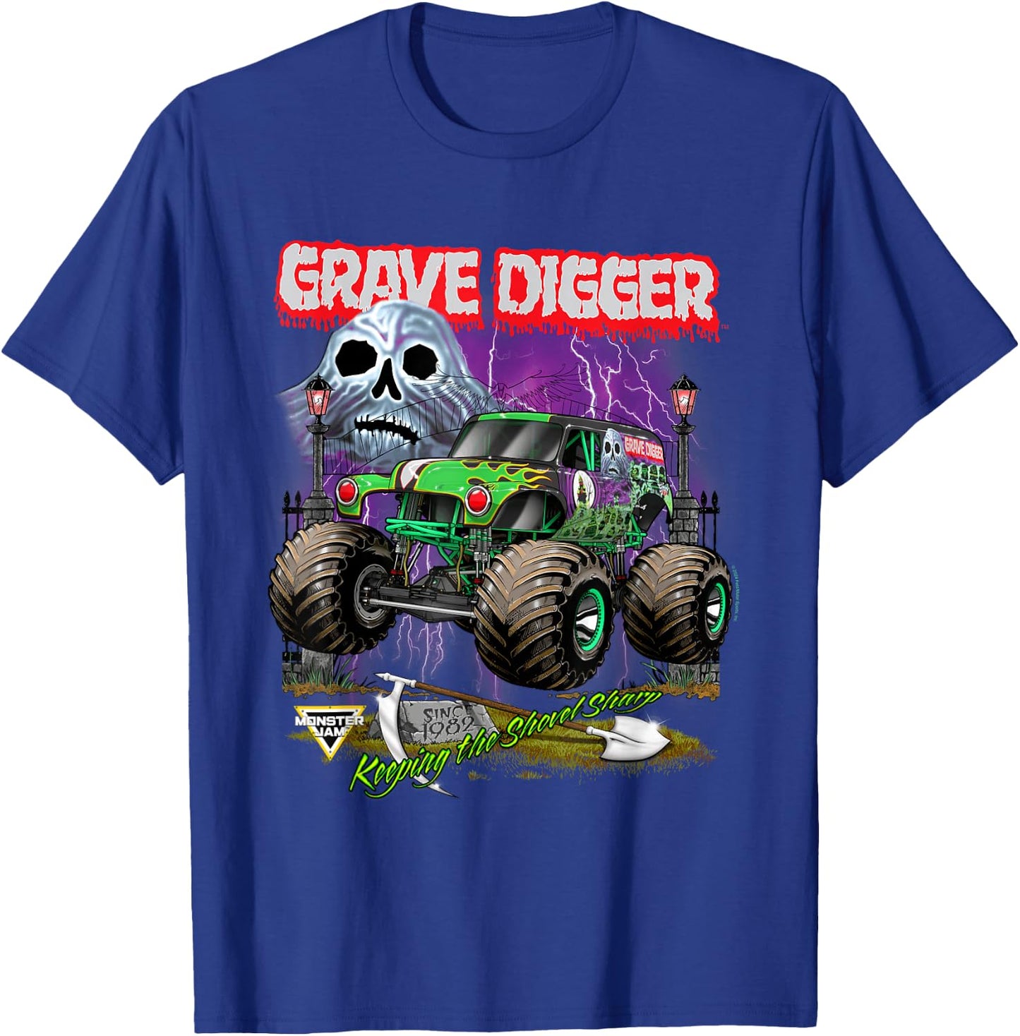 Monster Jam Grave Digger Shovel Sharp T-Shirt - T-Shirt | Royal