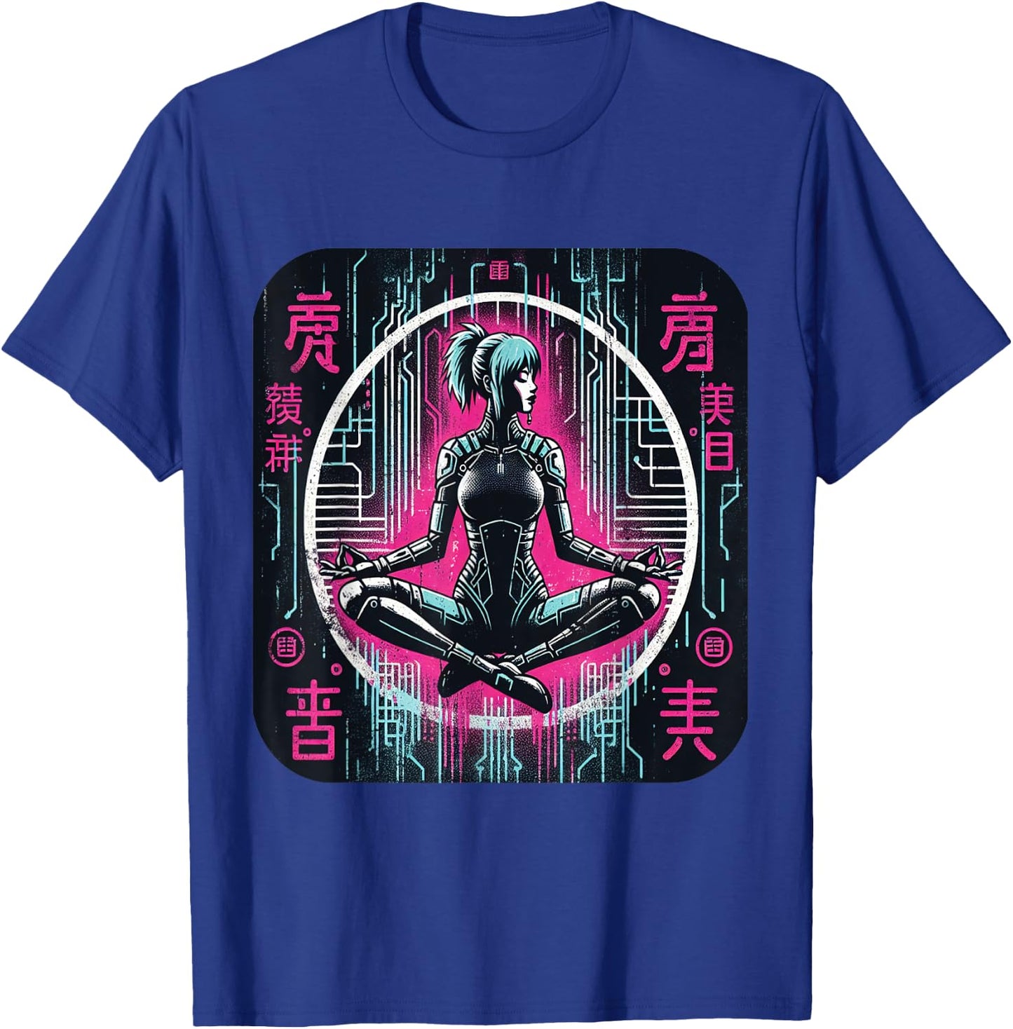 Woman Manga Futuristic Cyberpunk Aesthetic T-Shirt - T-Shirt | Royal