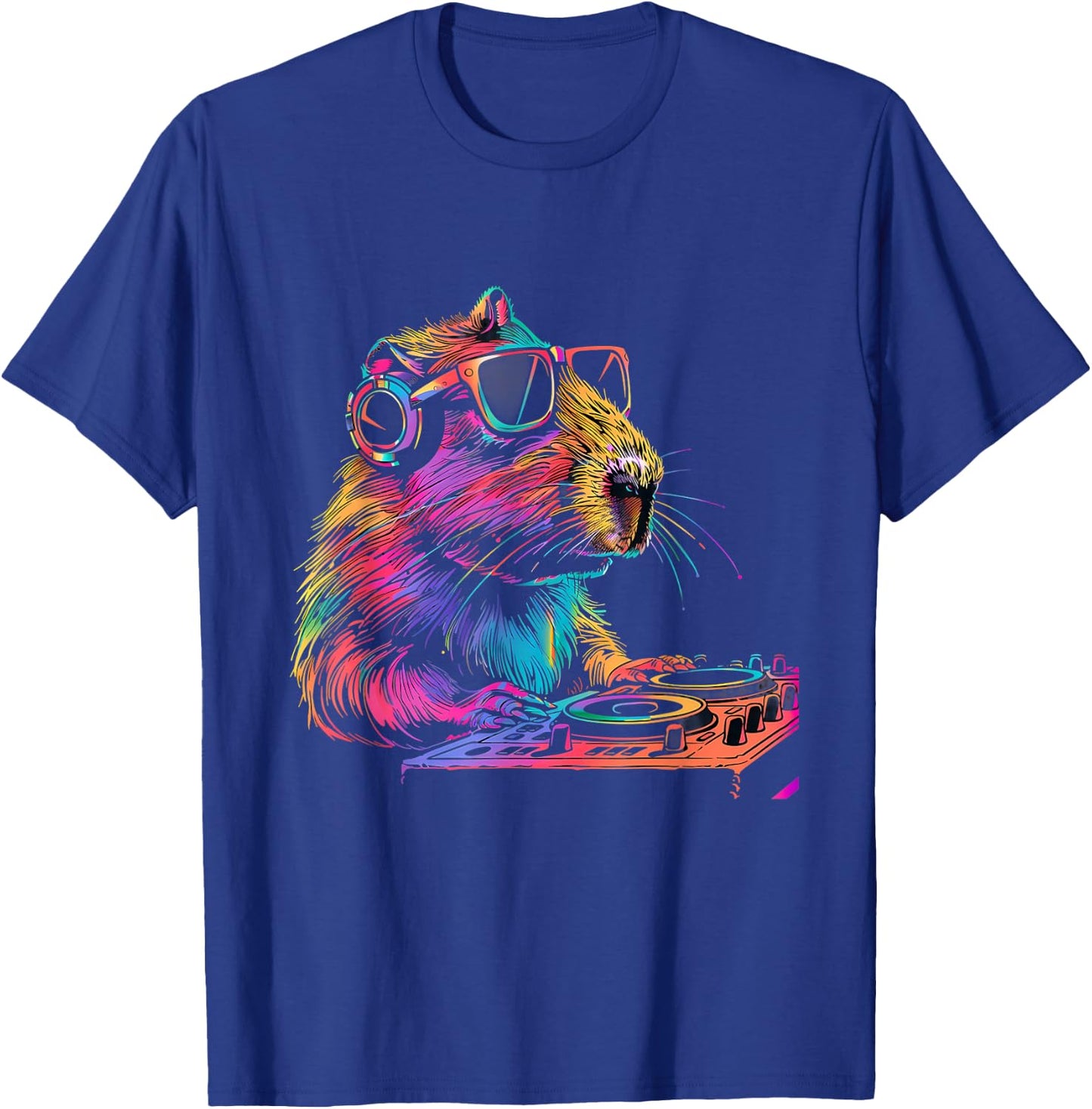 DJ Capybara Beatmaker Turntable DJ Capybara EDM Techno T-Shirt - T-Shirt | Royal