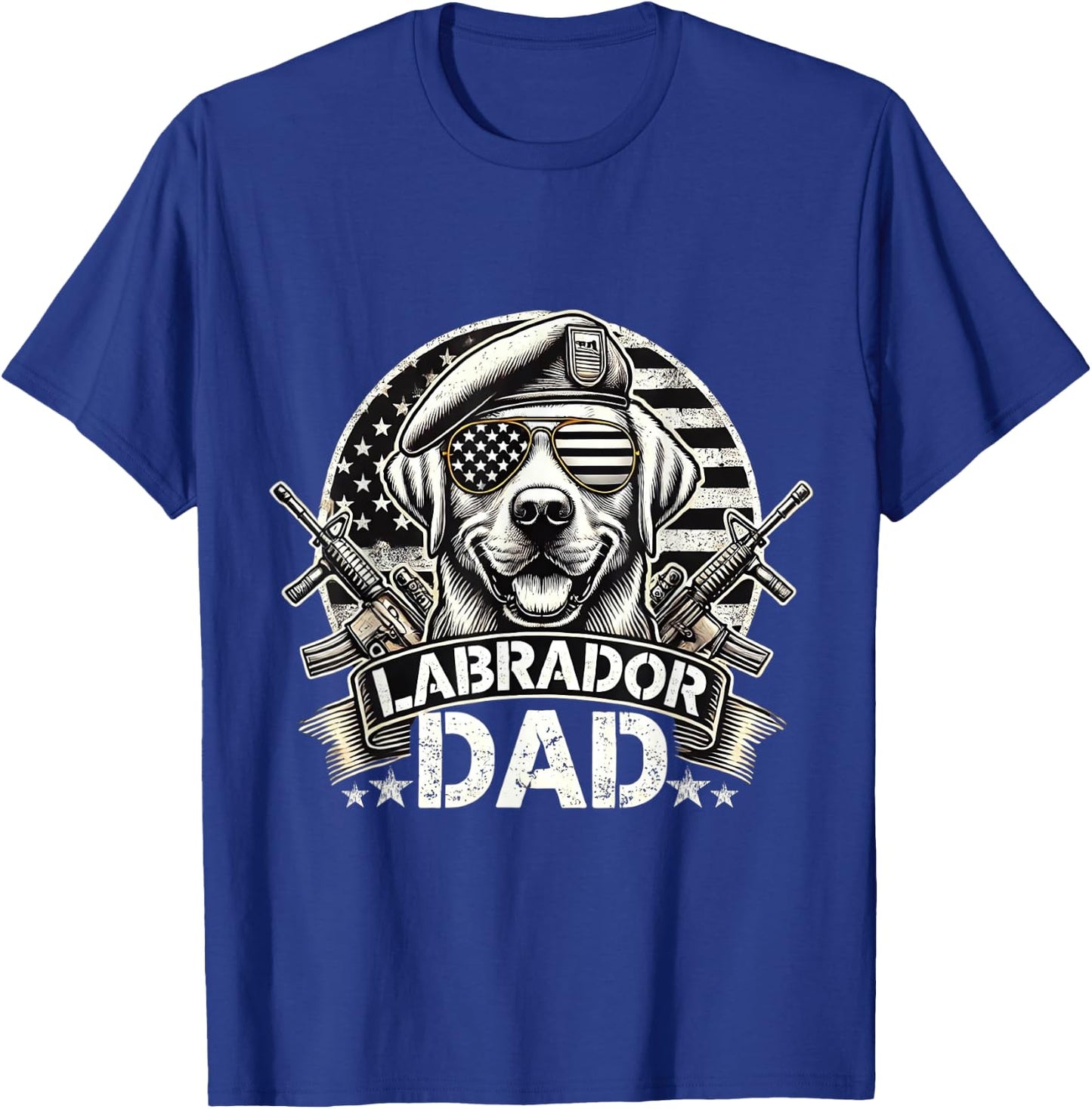 Labrador Dad K9 Military Gear Retro Vintage US Flag T-Shirt - T-Shirt | Royal