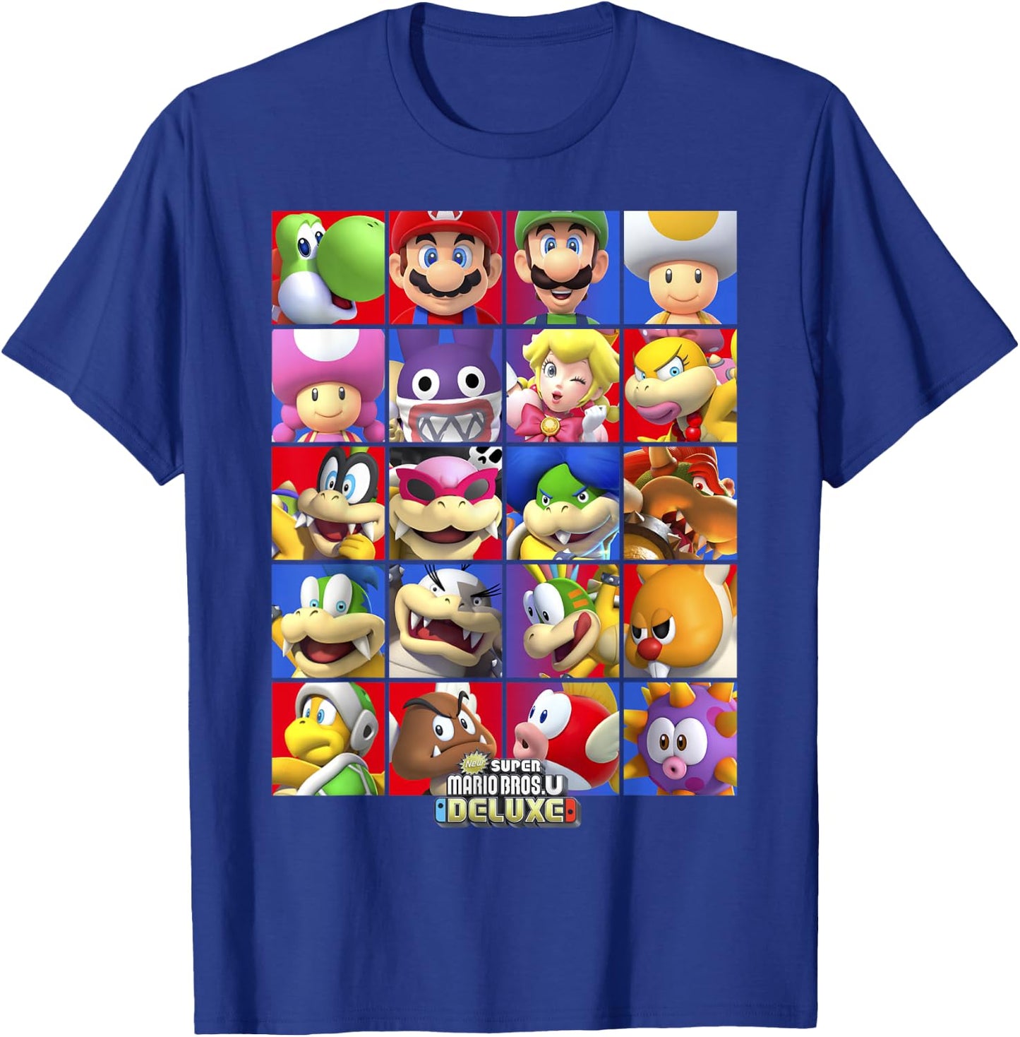 Super Mario Bros U Deluxe Character Selection Panel Grid T-Shirt - T-Shirt | Royal