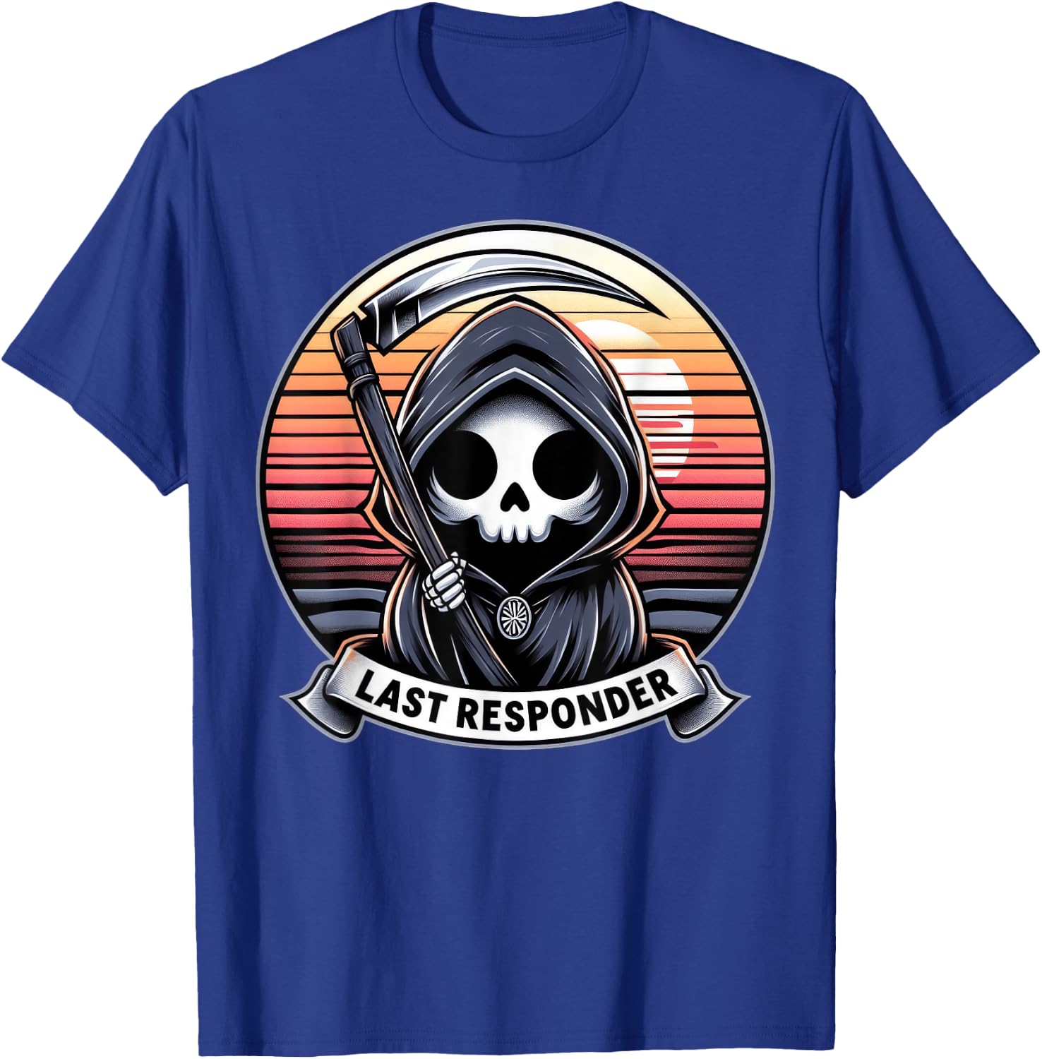 Grim Reaper Funny Dark Meme Mortician Last Responder Vintage T-Shirt - T-Shirt | Royal