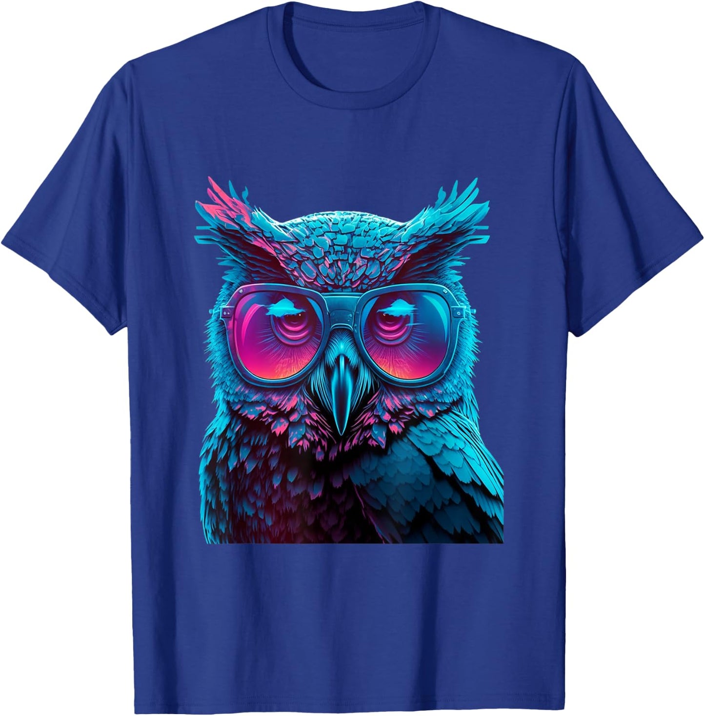 Colorful Owl wearing glasses graphic T-Shirt - T-Shirt | Royal