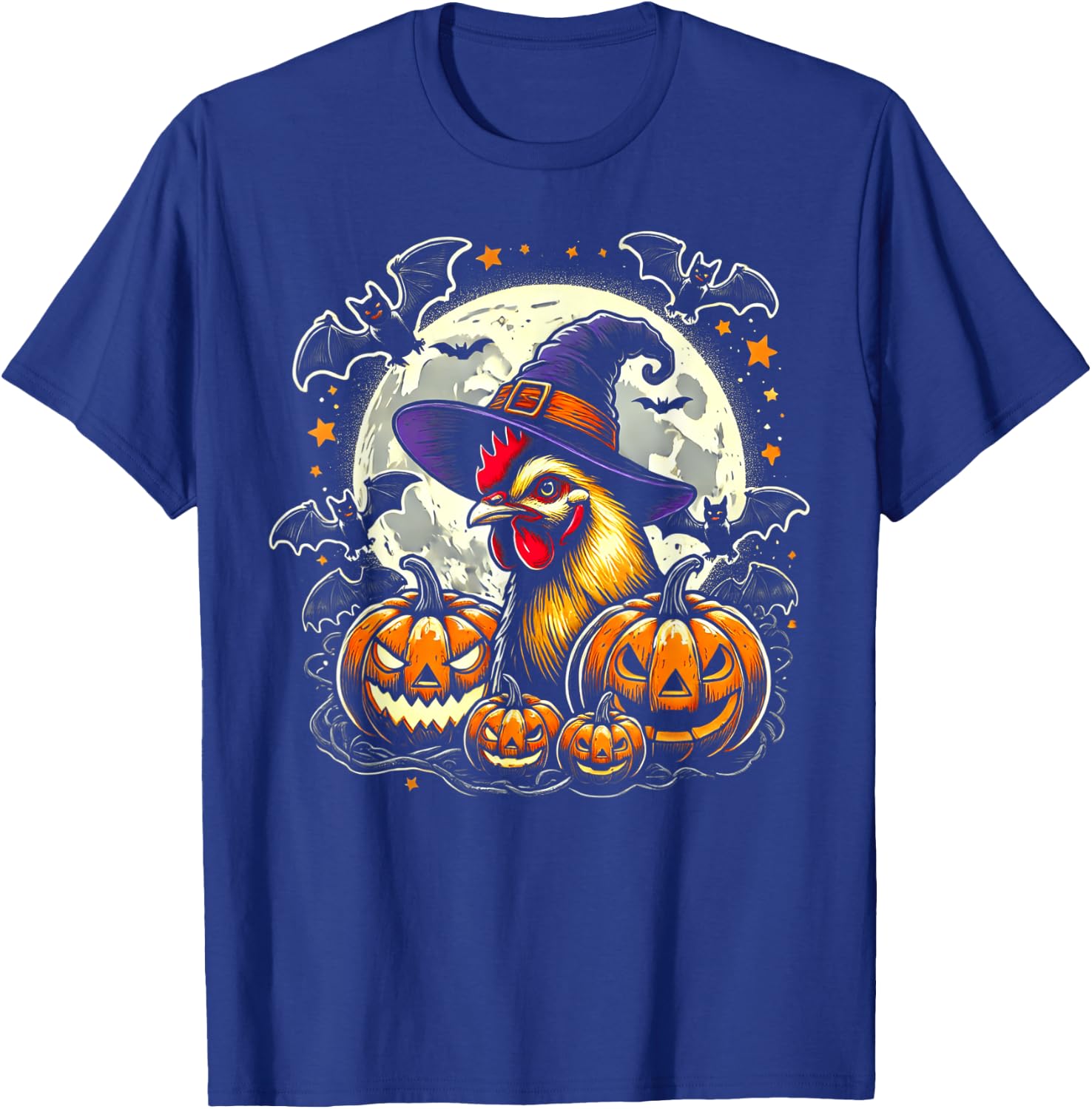 Chicken Halloween Witch Decor T-Shirt - T-Shirt | Royal