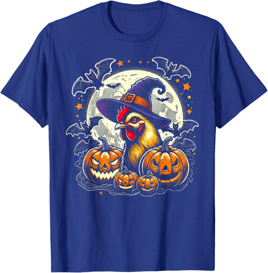 Chicken Halloween Witch Decor T-Shirt - T-Shirt | Royal