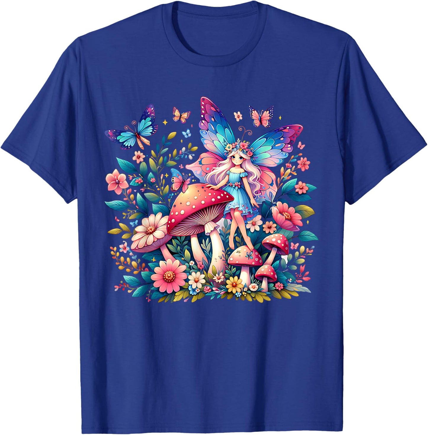 Enchanted Forest Fairy Fantasy Mystical Floral & Butterfly T-Shirt - T-Shirt | Royal