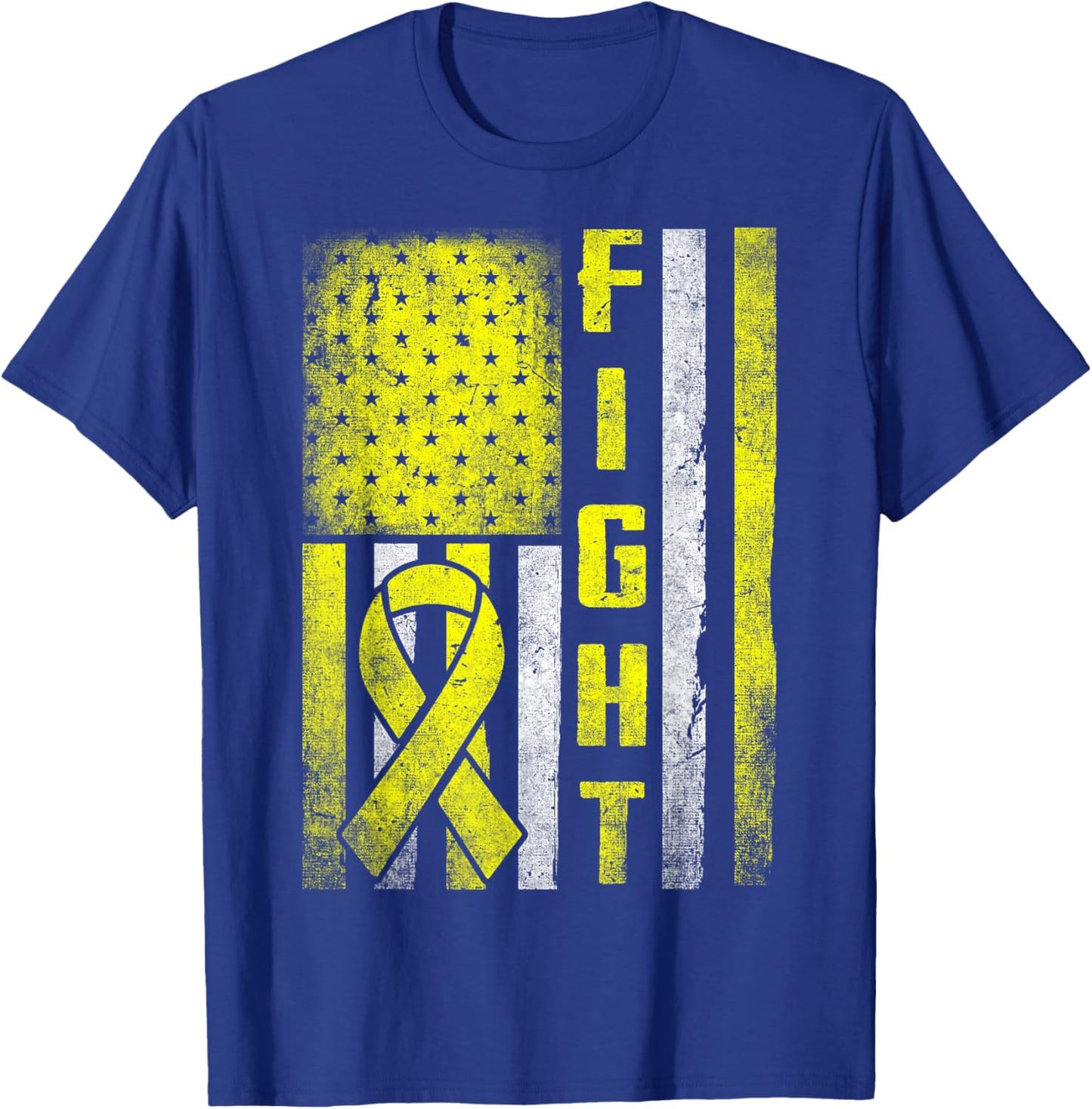 Ewing Sarcoma Fight Sarcoma Cancer Awareness Yellow Ribbon T-Shirt - T-Shirt | Royal