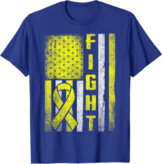 Ewing Sarcoma Fight Sarcoma Cancer Awareness Yellow Ribbon T-Shirt - T-Shirt | Royal