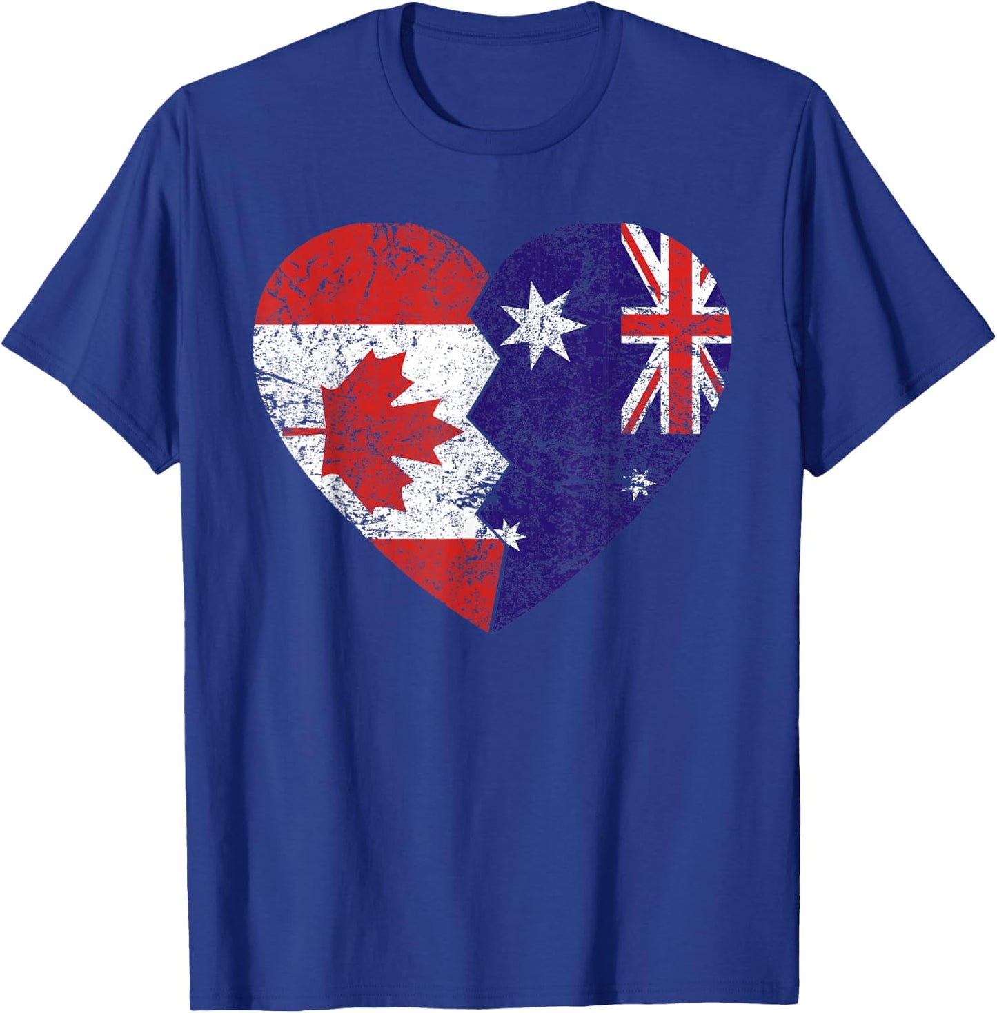 Australian Canadian Flags Heart | Canada Australia Roots T-Shirt - T-Shirt | Royal