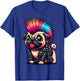 Funny Punk Pug, Rock'n Roll Goth Dog, Guitar Band Funny T-Shirt - T-Shirt | Royal