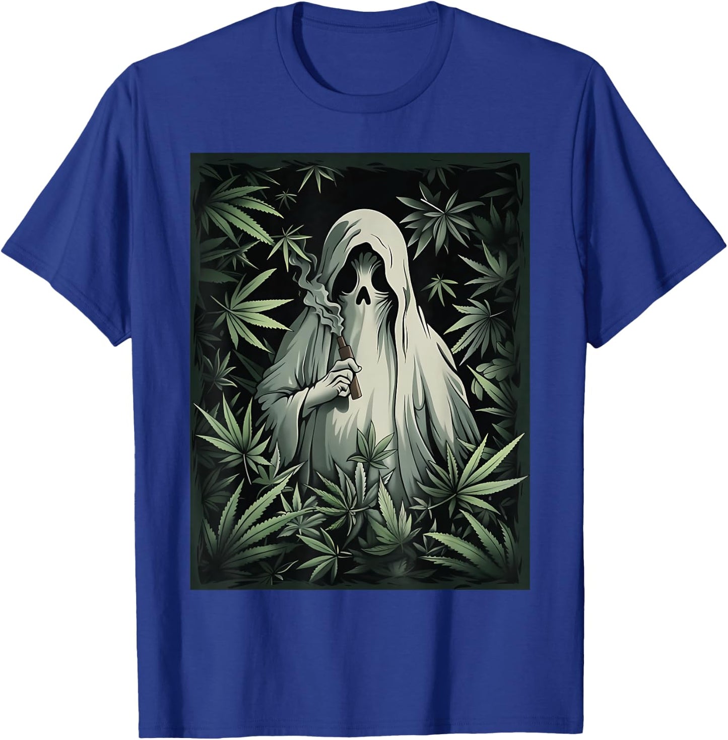 Halloween Ghost Smoking Weed 420 Stoner Cannabis Marijuana T-Shirt - T-Shirt | Royal