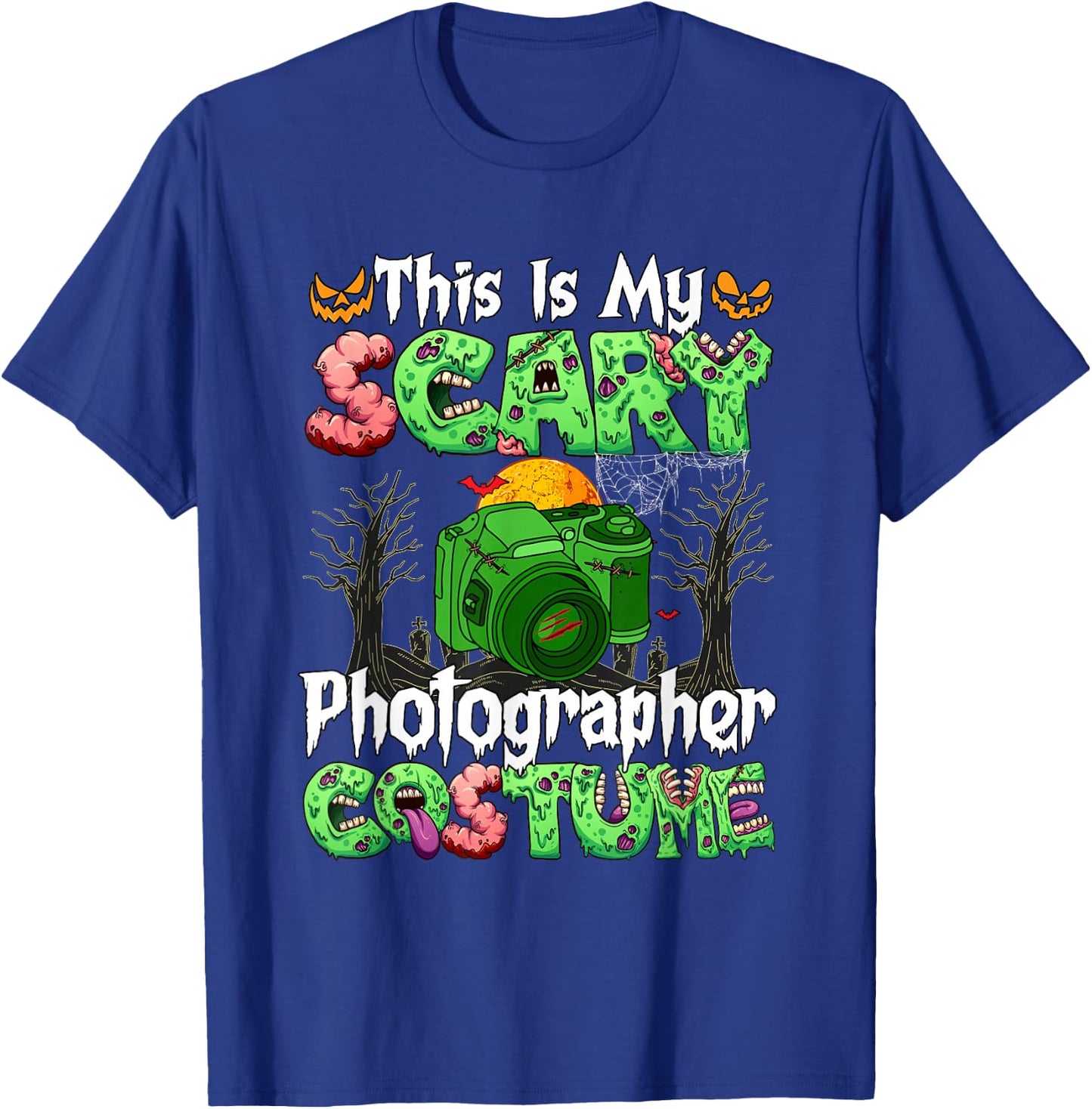 My Scary Photographer Costume Horror Zombie Halloween Job T-Shirt - T-Shirt | Royal