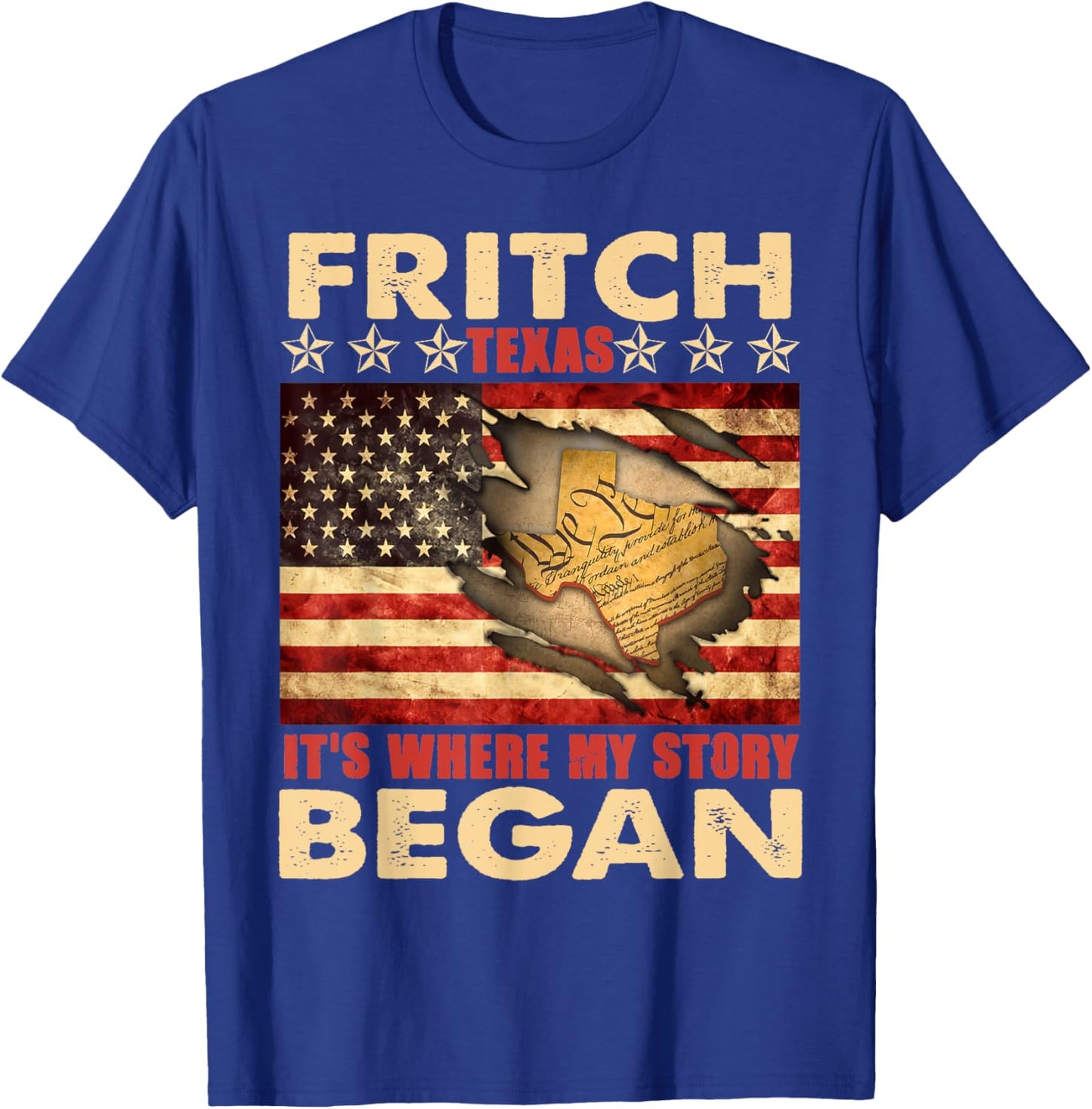 Fritch Texas USA Flag 4th Of July T-Shirt - T-Shirt | Royal