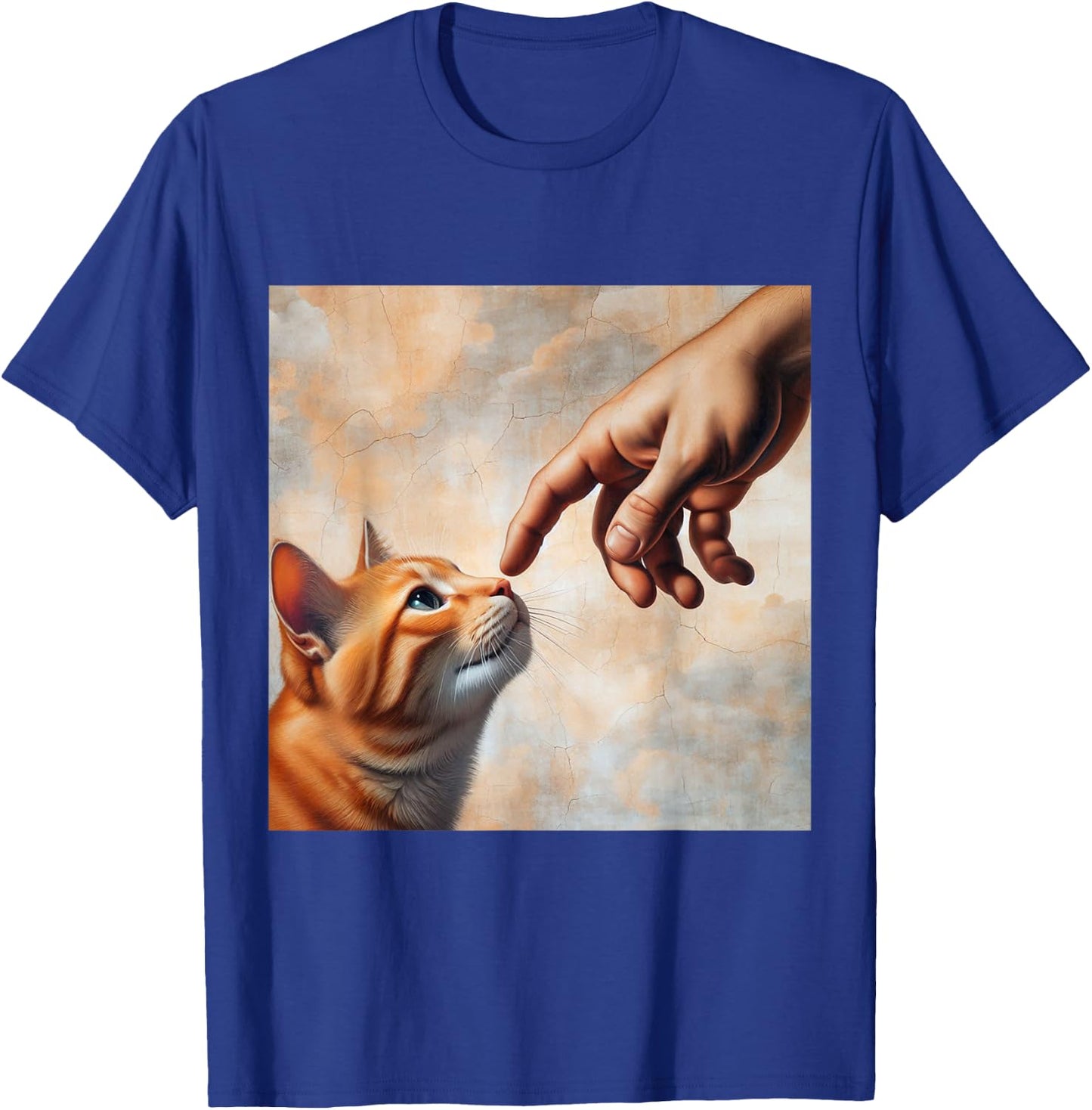 Funny Cat Art Michelangelo Parody Art for Cat Lovers T-Shirt - T-Shirt | Royal