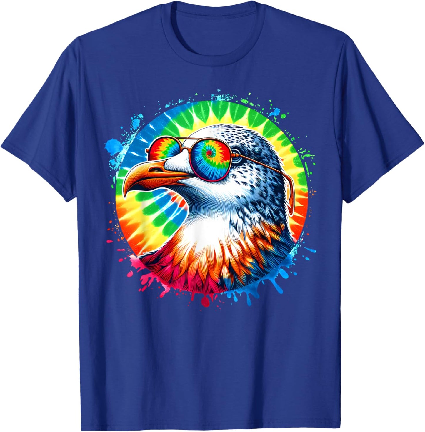 Cool Tie Dye Seagull Sunglasses Bird Illustration Art T-Shirt - T-Shirt | Royal