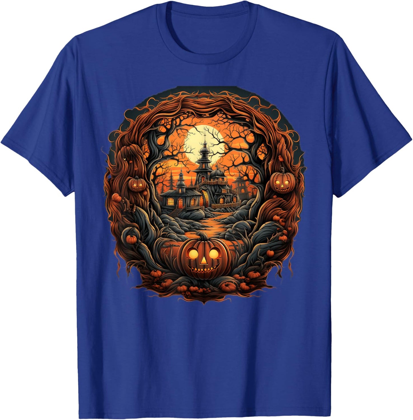 Spooky Haunted Scene Women Youth T-Shirt - T-Shirt | Royal