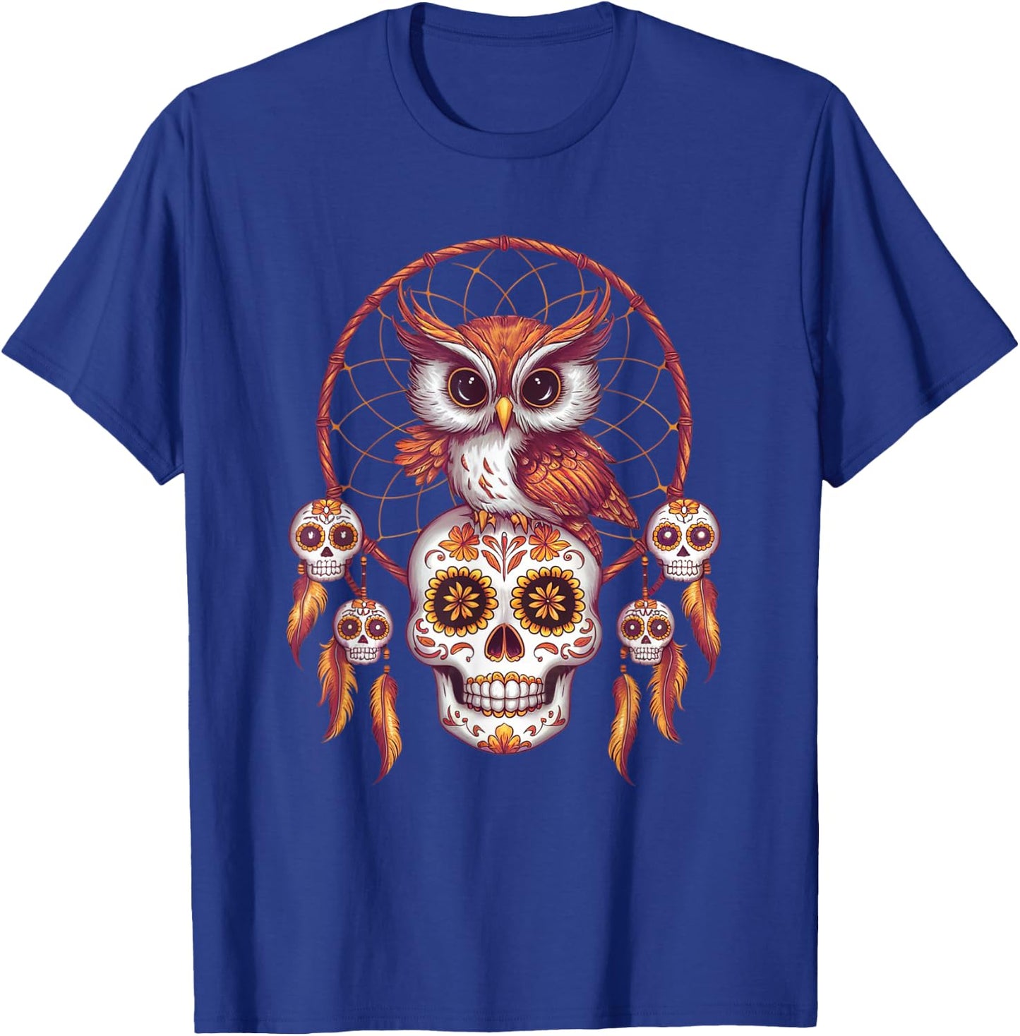 Sugar Skull Owl Day of Dead Halloween Dia De Muertos T-Shirt - T-Shirt | Royal