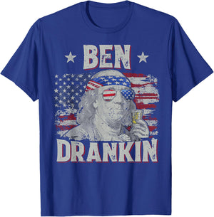 Ben Funny Drankin 4th Of July USA Flag Drinking T-Shirt - T-Shirt | Royal