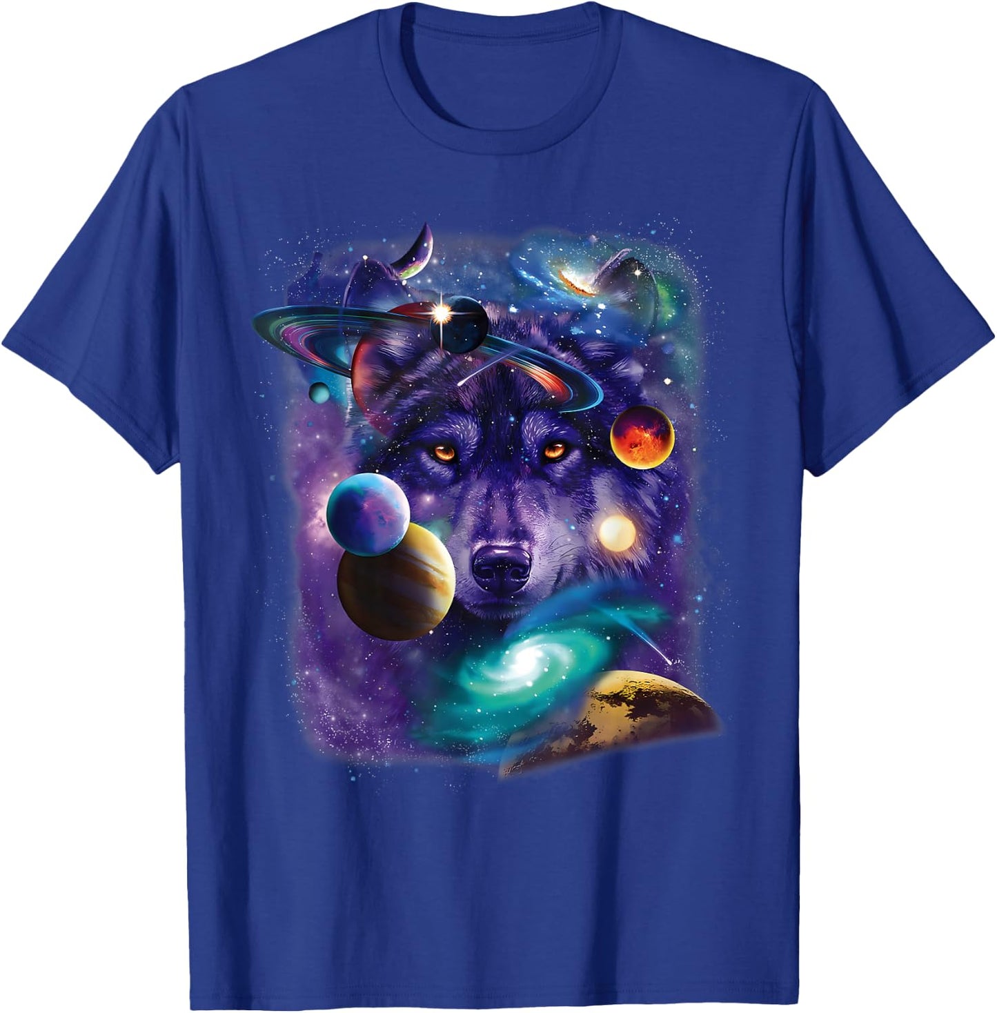 Wolf Space Galaxy Stars Moon Wolves Space Astrology Mountain T-Shirt - T-Shirt | Royal