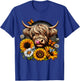 Highland Cow with Sunflowers and Butterflies T-Shirt - T-Shirt | Royal
