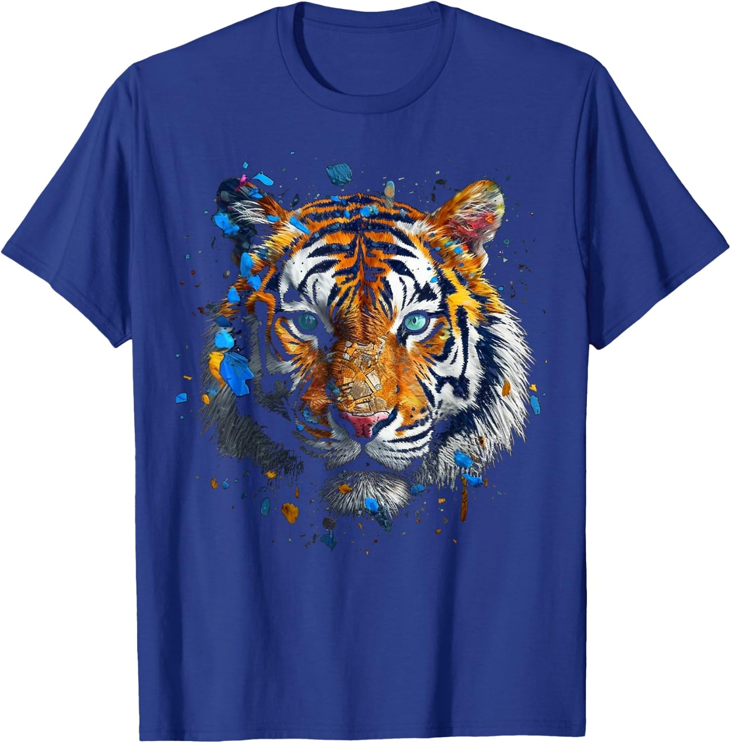 Tiger Artwork - Colourful Animal Art Tiger T-Shirt - T-Shirt | Royal