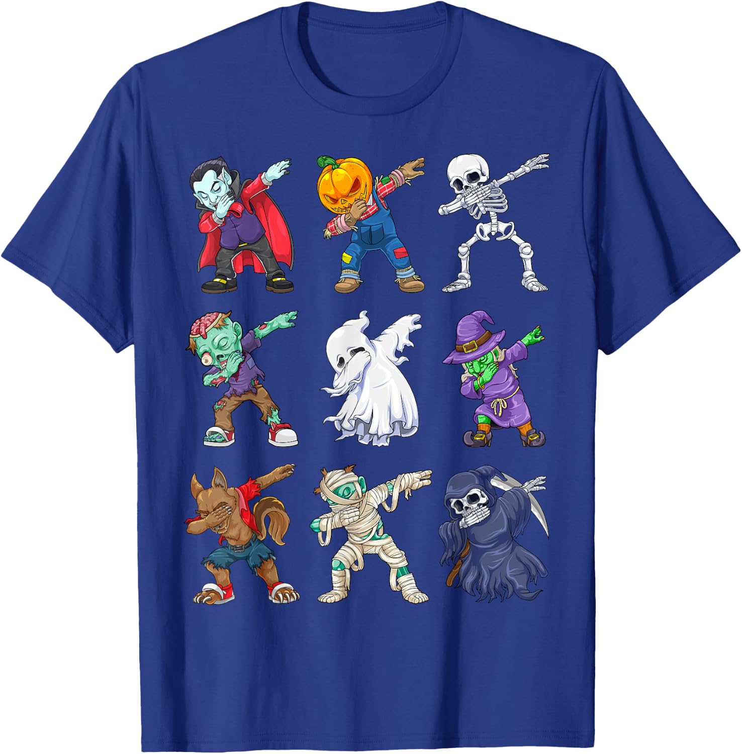 Dabbing Halloween Boys Skeleton Zombie Scary Pumpkin Mummy T-Shirt - T-Shirt | Royal