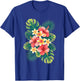 Tropical Flower Cluster Hibiscus and Plumeria Summer Design T-Shirt - T-Shirt | Royal