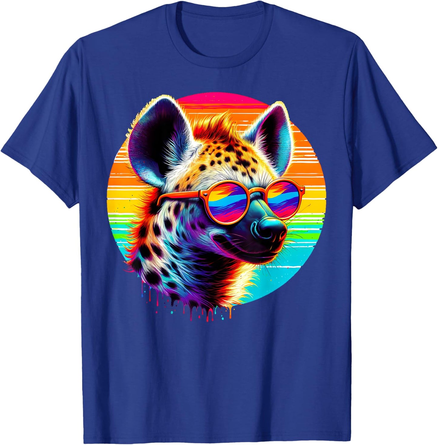Cool Tie Dye Sunglasses Hyena Graphic Illustration Art T-Shirt - T-Shirt | Royal